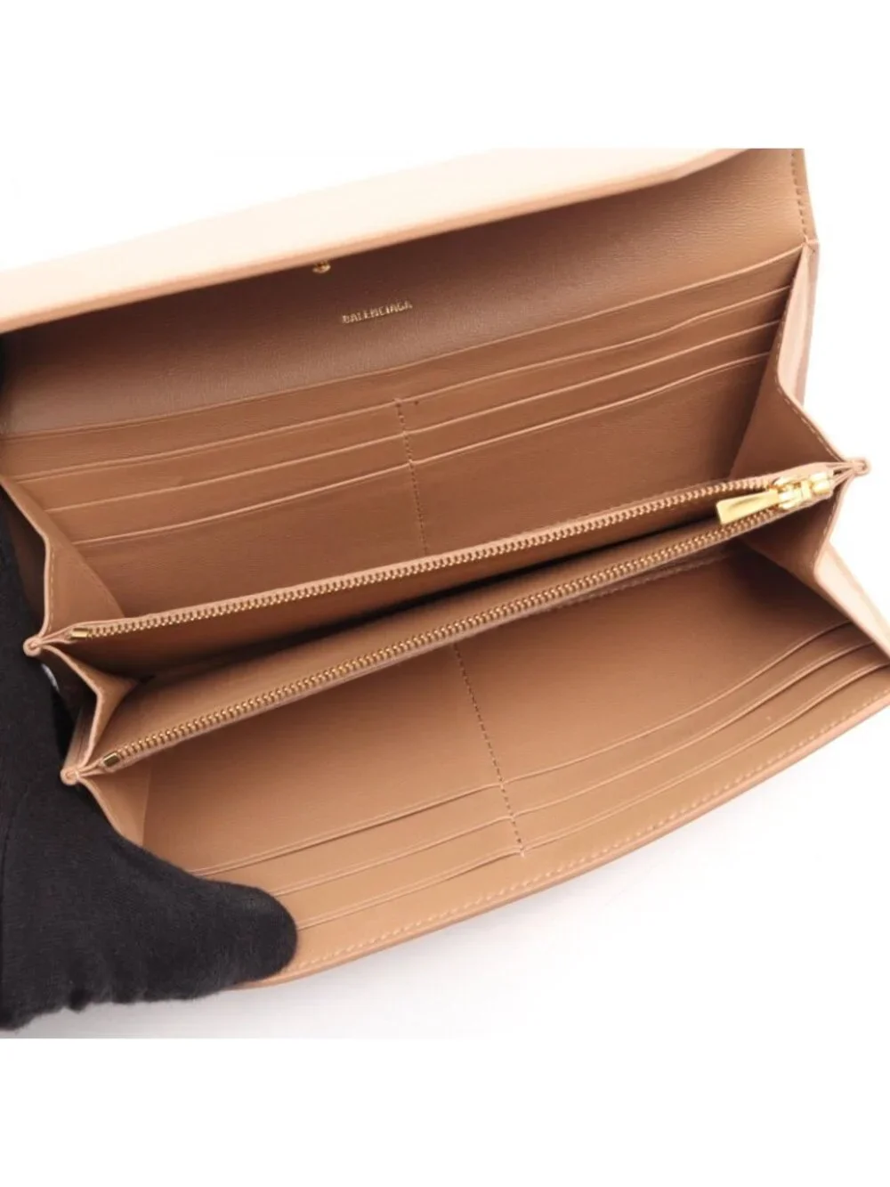 Balenciaga Bifold Wallet Envelope Slim Continental Beige Leather